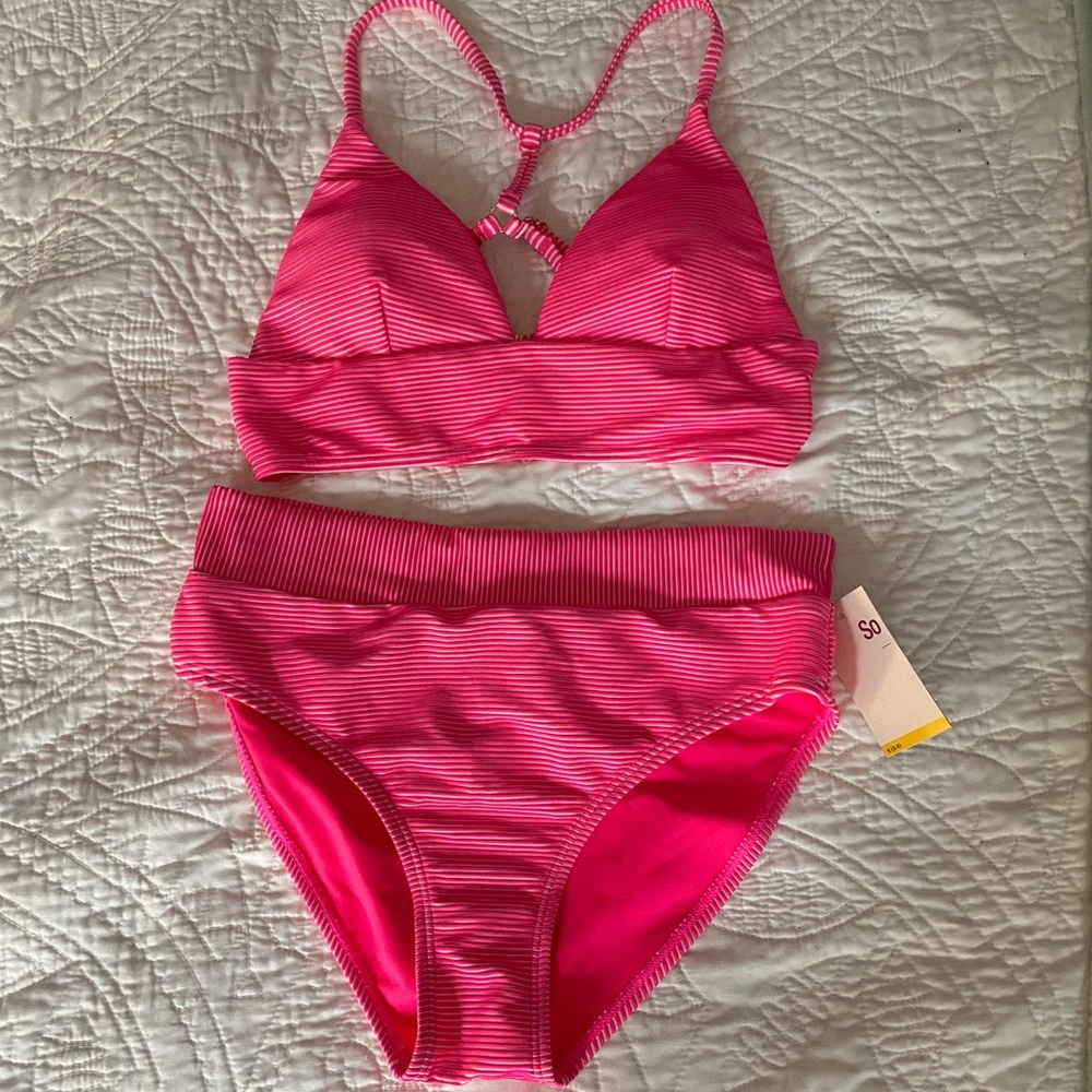 Hot blink striped bikini set/ khols